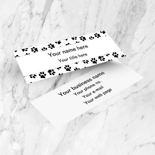 Pattern Of Paws, Dog Paws, Cat Paws, Black Paws Mini Business Card