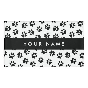 Pattern Of Paws, Dog Paws, Cat Paws, Black Paws Name Tag