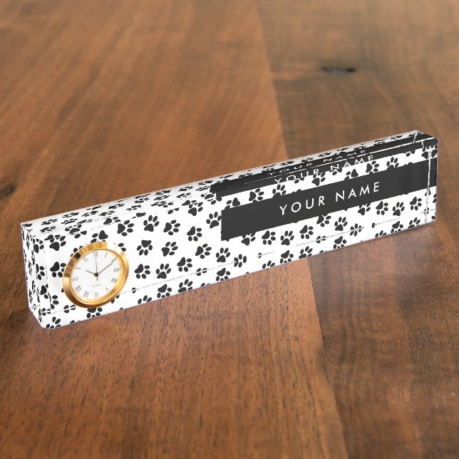 Pattern Of Paws, Dog Paws, Cat Paws, Black Paws Nameplate (Side)
