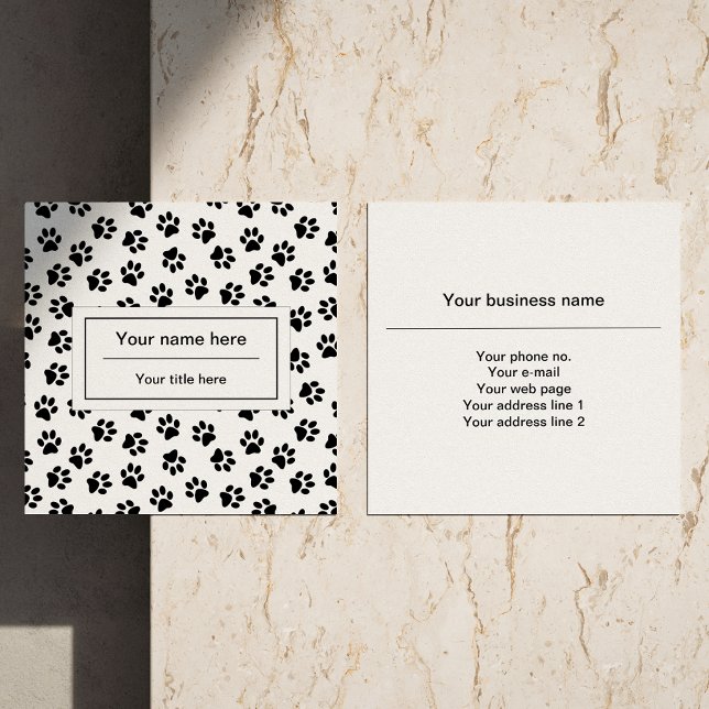 Pattern Of Paws, Dog Paws, Cat Paws, Black Paws Square Business Card (Creator Uploaded)