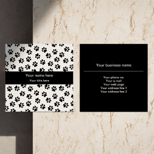 Pattern Of Paws, Dog Paws, Cat Paws, Black Paws Square Business Card