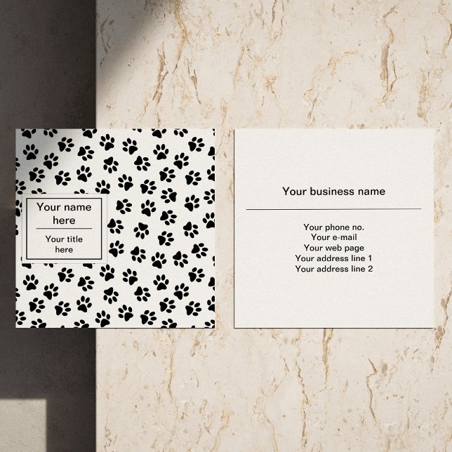 Pattern Of Paws, Dog Paws, Cat Paws, Black Paws Square Business Card (Creator Uploaded)