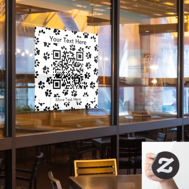 Pattern Of Paws, Dog Paws, Cat Paws, Black Paws Window Cling (Restaurant Window)