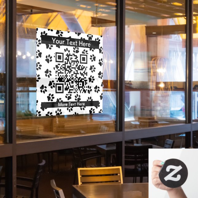 Pattern Of Paws, Dog Paws, Cat Paws, Black Paws Window Cling (Restaurant Window)