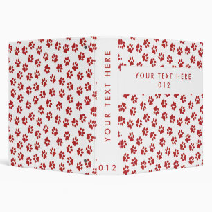 Pattern Of Paws, Dog Paws, Cat Paws, Red Paws Binder