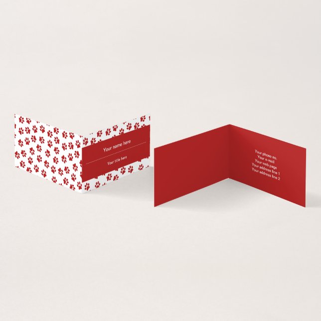 Pattern Of Paws, Dog Paws, Cat Paws, Red Paws Business Card (Inside and Outside)