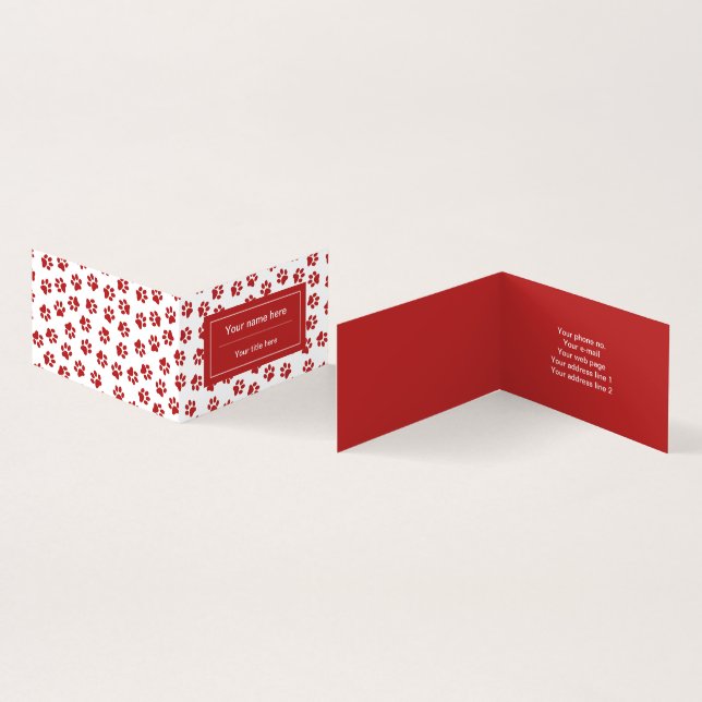 Pattern Of Paws, Dog Paws, Cat Paws, Red Paws Business Card (Inside and Outside)