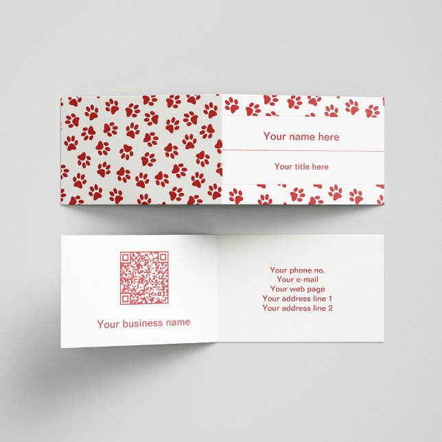 Pattern Of Paws, Dog Paws, Cat Paws, Red Paws Business Card (Creator Uploaded)