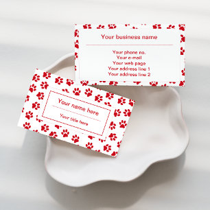 Pattern Of Paws, Dog Paws, Cat Paws, Red Paws Business Card