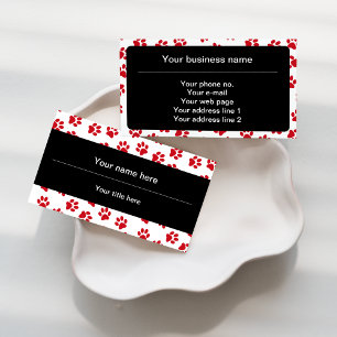 Pattern Of Paws, Dog Paws, Cat Paws, Red Paws Business Card