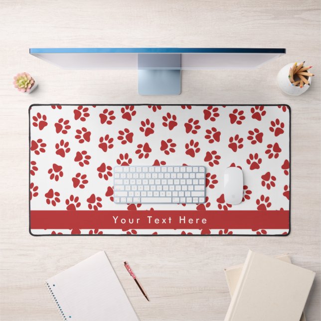 Pattern Of Paws, Dog Paws, Cat Paws, Red Paws Desk Mat (Office 1)