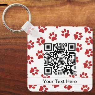 Pattern Of Paws, Dog Paws, Cat Paws, Red Paws Keychain