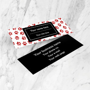 Pattern Of Paws, Dog Paws, Cat Paws, Red Paws Mini Business Card