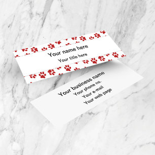 Pattern Of Paws, Dog Paws, Cat Paws, Red Paws Mini Business Card