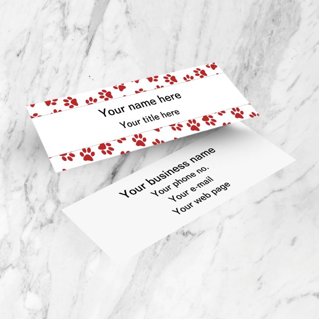 Pattern Of Paws, Dog Paws, Cat Paws, Red Paws Mini Business Card (Creator Uploaded)