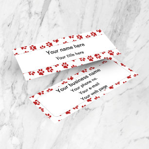 Pattern Of Paws, Dog Paws, Cat Paws, Red Paws Mini Business Card