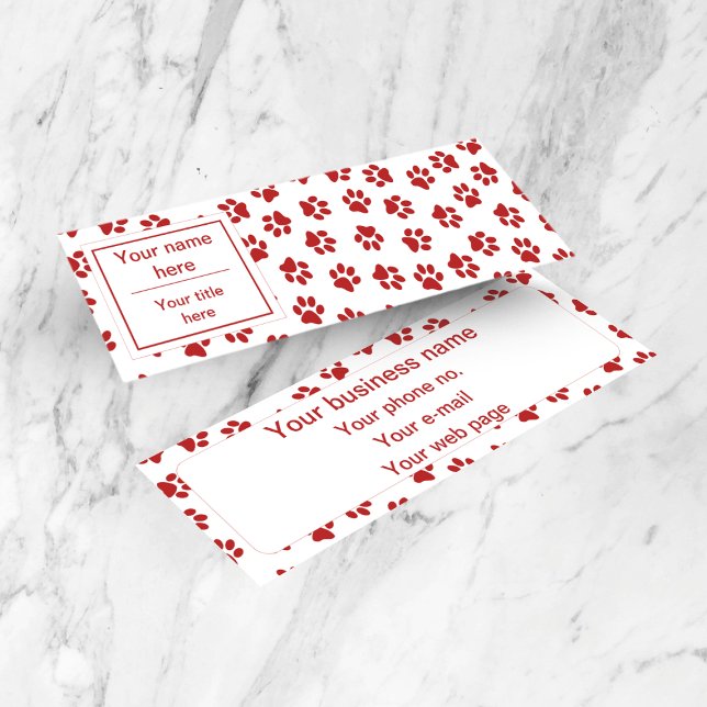 Pattern Of Paws, Dog Paws, Cat Paws, Red Paws Mini Business Card (Creator Uploaded)