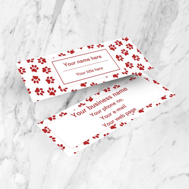 Pattern Of Paws, Dog Paws, Cat Paws, Red Paws Mini Business Card (Creator Uploaded)