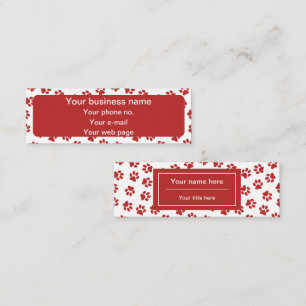 Pattern Of Paws, Dog Paws, Cat Paws, Red Paws Mini Business Card