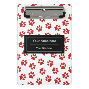 Pattern Of Paws, Dog Paws, Cat Paws, Red Paws Mini Clipboard