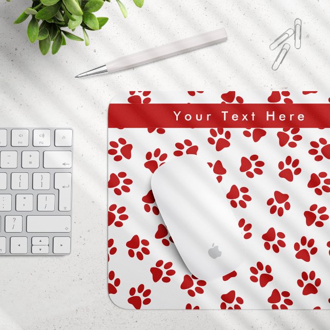Pattern Of Paws, Dog Paws, Cat Paws, Red Paws Mouse Pad (Creator Uploaded)