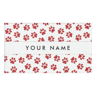 Pattern Of Paws, Dog Paws, Cat Paws, Red Paws Name Tag