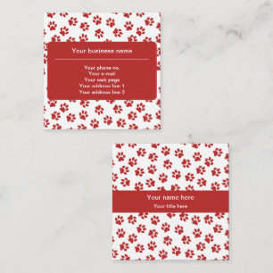 Pattern Of Paws, Dog Paws, Cat Paws, Red Paws Square Business Card