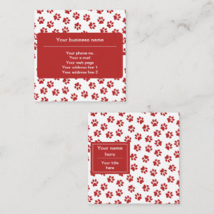 Pattern Of Paws, Dog Paws, Cat Paws, Red Paws Square Business Card