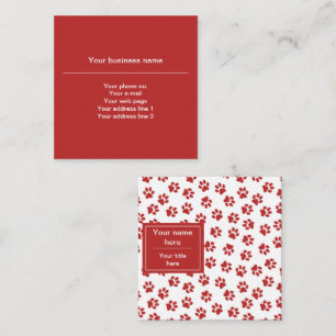 Pattern Of Paws, Dog Paws, Cat Paws, Red Paws Square Business Card