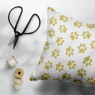 Pattern Of Paws, Dog Paws, Golden Paws Accent Pillow