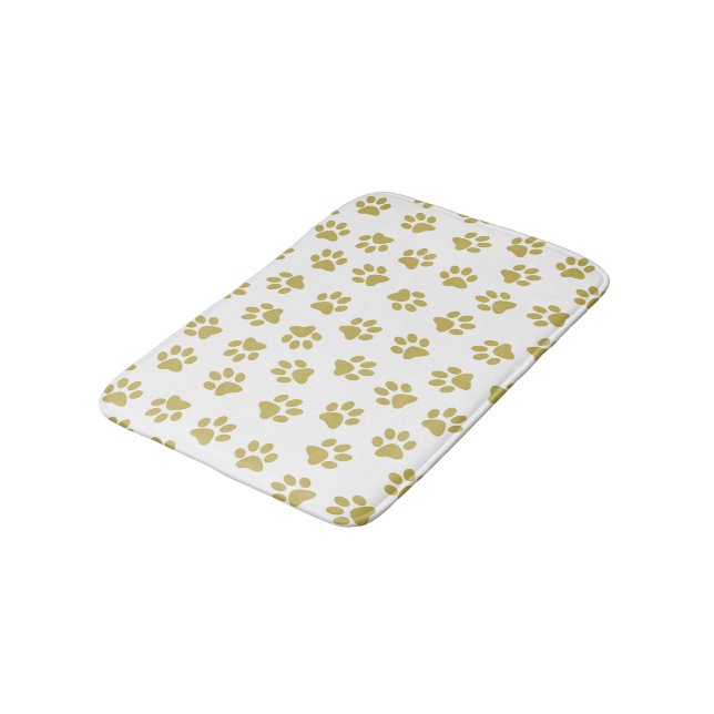 Pattern Of Paws, Dog Paws, Golden Paws Bath Mat (Angled)