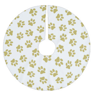 Pattern Of Paws, Dog Paws, Golden Paws Brushed Polyester Tree Skirt