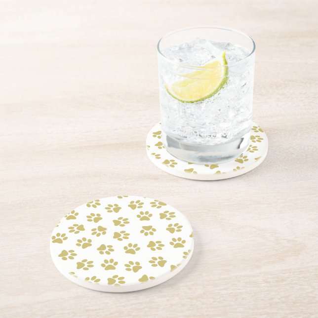 Pattern Of Paws, Dog Paws, Golden Paws Coaster (Side)
