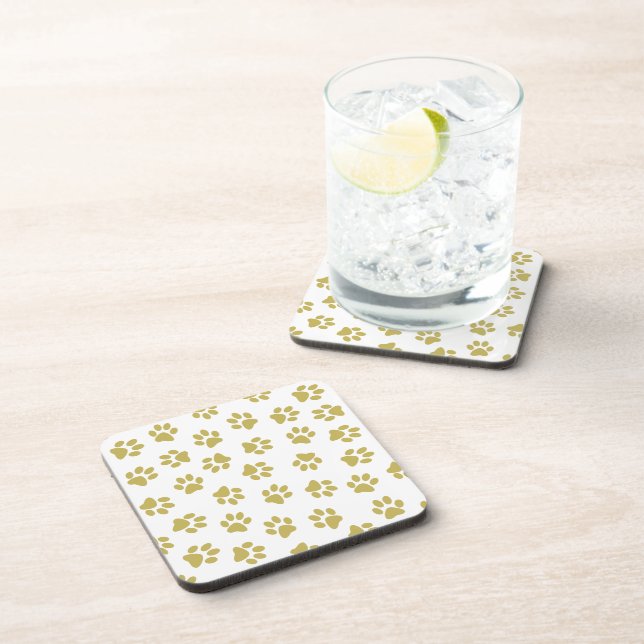 Pattern Of Paws, Dog Paws, Golden Paws Coaster (Right Side)