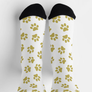 Pattern Of Paws, Dog Paws, Golden Paws Socks