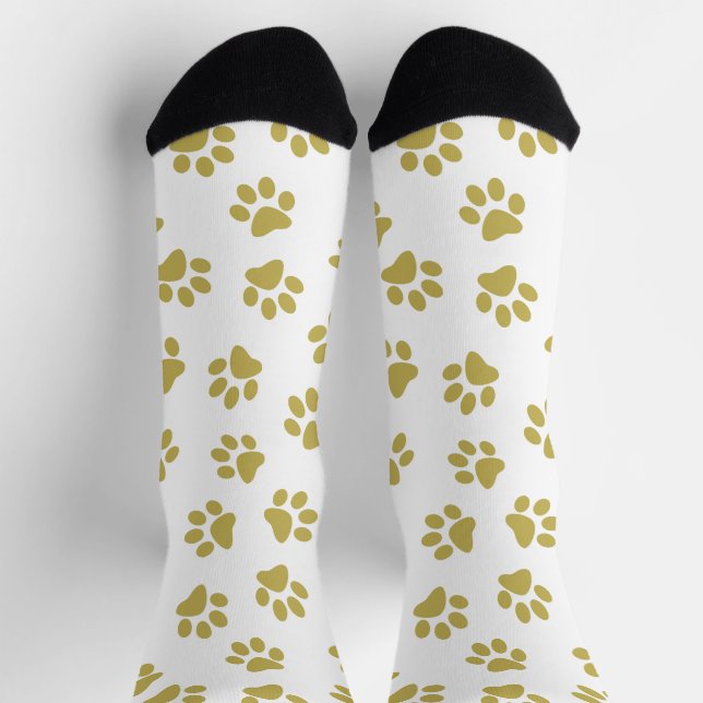 Pattern Of Paws, Dog Paws, Golden Paws Socks (Top)