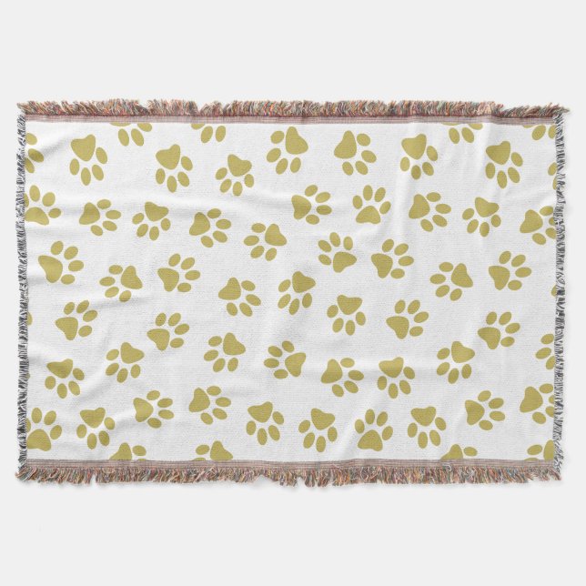 Pattern Of Paws, Dog Paws, Golden Paws Throw Blanket (Front)