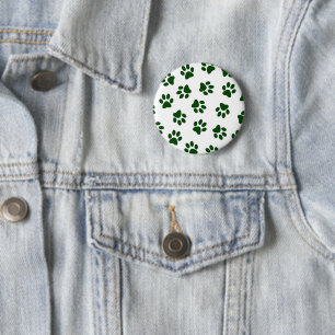 Pattern Of Paws, Dog Paws, Green Paws 2 Inch Round Button