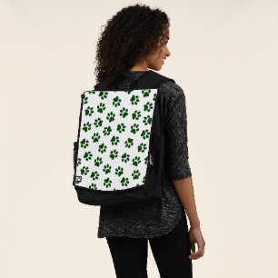 Pattern Of Paws, Dog Paws, Green Paws Backpack