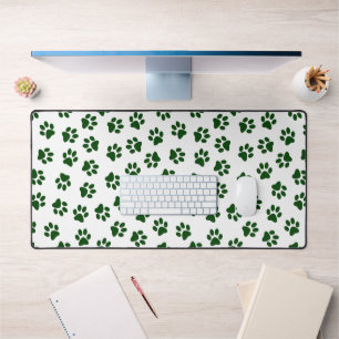 Pattern Of Paws, Dog Paws, Green Paws Desk Mat
