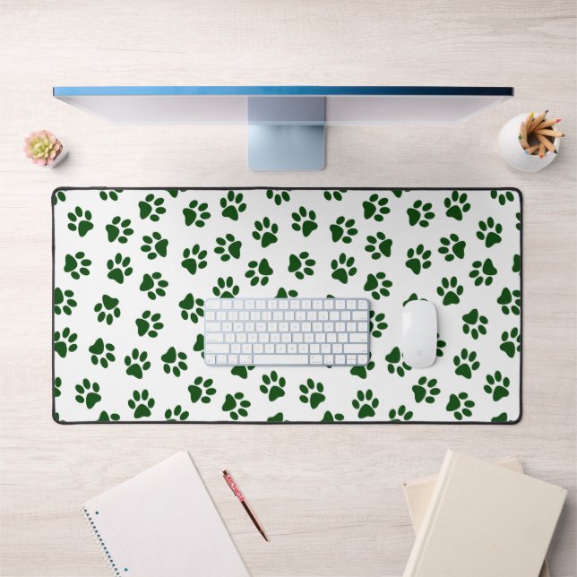 Pattern Of Paws, Dog Paws, Green Paws Desk Mat (Office 1)