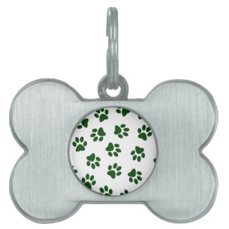 Pattern Of Paws, Dog Paws, Green Paws Pet ID Tag