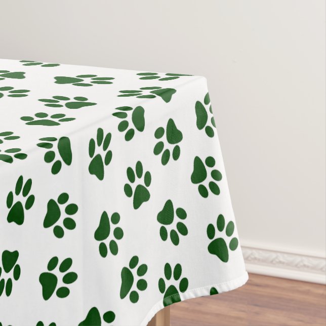 Pattern Of Paws, Dog Paws, Green Paws Tablecloth (In Situ)