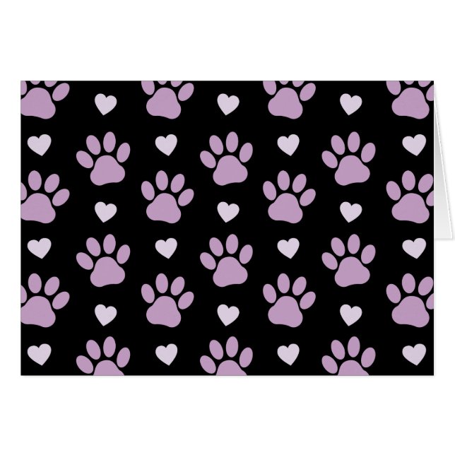 Pattern of paws, Dog paws, Lilac paws, Hearts (Devant horizontal)