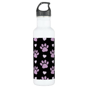 Pattern Of Paws, Dog Paws, Lilac Paws, Hearts 710 Ml Water Bottle