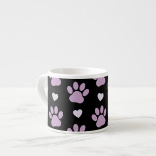 Pattern Of Paws, Dog Paws, Lilac Paws, Hearts Espresso Cup