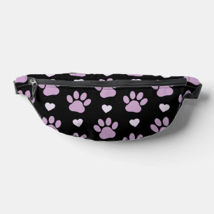 Pattern Of Paws, Dog Paws, Lilac Paws, Hearts Fanny Pack