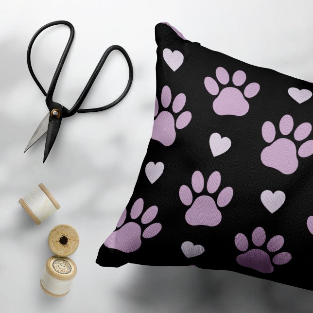 Pattern Of Paws, Dog Paws, Lilac Paws, Hearts Pillowcase (Creator Uploaded)