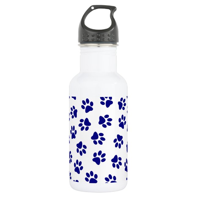 Pattern Of Paws, Dog Paws, Navy Blue Paws 532 Ml Water Bottle (Front)