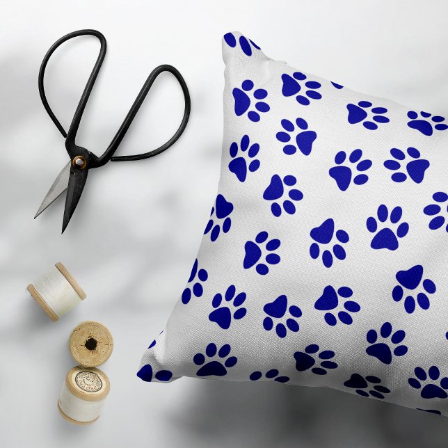 Pattern Of Paws, Dog Paws, Navy Blue Paws Accent Pillow (Creator Uploaded)